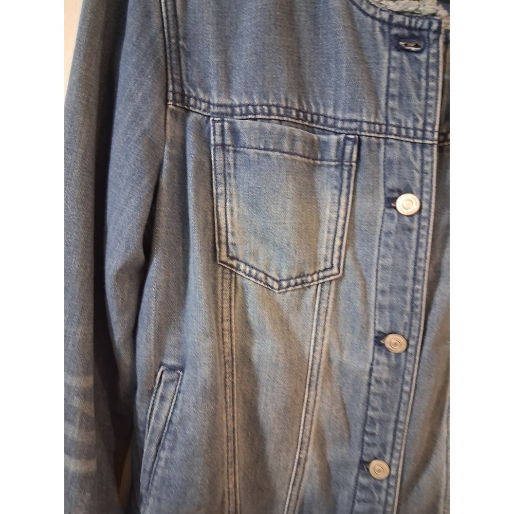 Tommy Bahama Womens Medium Wash Denim Jacket Tropical Floral Back Frayed M - Picture 3 of 13